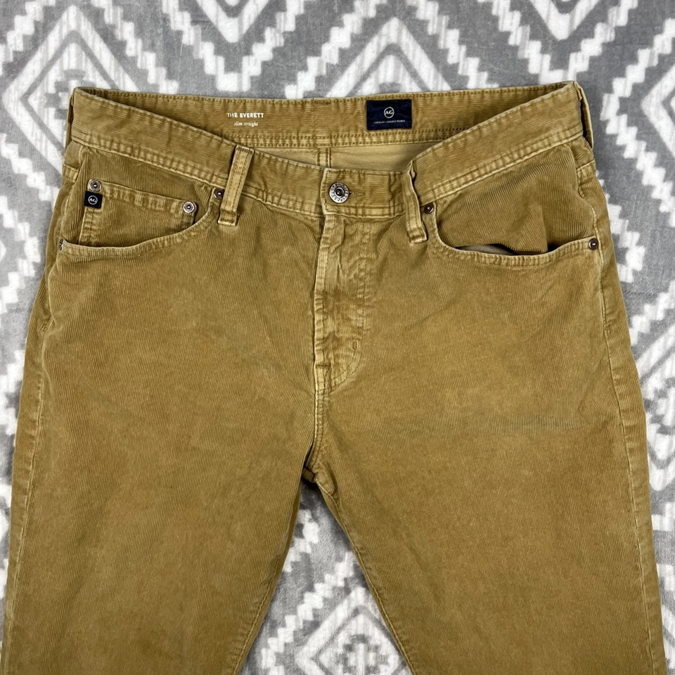 Calça masculina de veludo AG Adriano Goldschmied 34x34 marrom The Everett msr $198 - Imagem 2 de 4