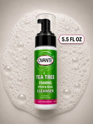 OVANTE Tea Tree Foaming Eyelid & Facial Cleanser for Dry, Itchy Skin   5.5 FL OZ