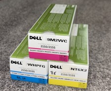 NEW Genuine Set of 3 Dell 2150/2155 Color Toner Cartridges Cyan Yellow Magenta