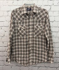 Vtg . LEVI'S Men's M Western Shirt Plaid Sawtooth Pockets Pearl Snap Cowboy