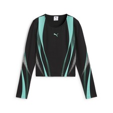 PUMA Dare To Graphic Crew Neck Long Sleeve T-Shirt Womens Black Casual Tops 6308