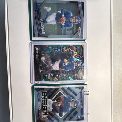 Panini Jaxson Dart Giants Rookie Card Lot (3) Prizm Fireworks Emergent 2023