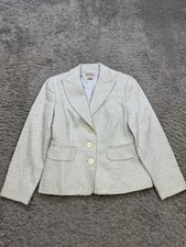 Michael Kors Blazer Women 4 Silver Jacquard Metallic Sports Coat Career Jacket