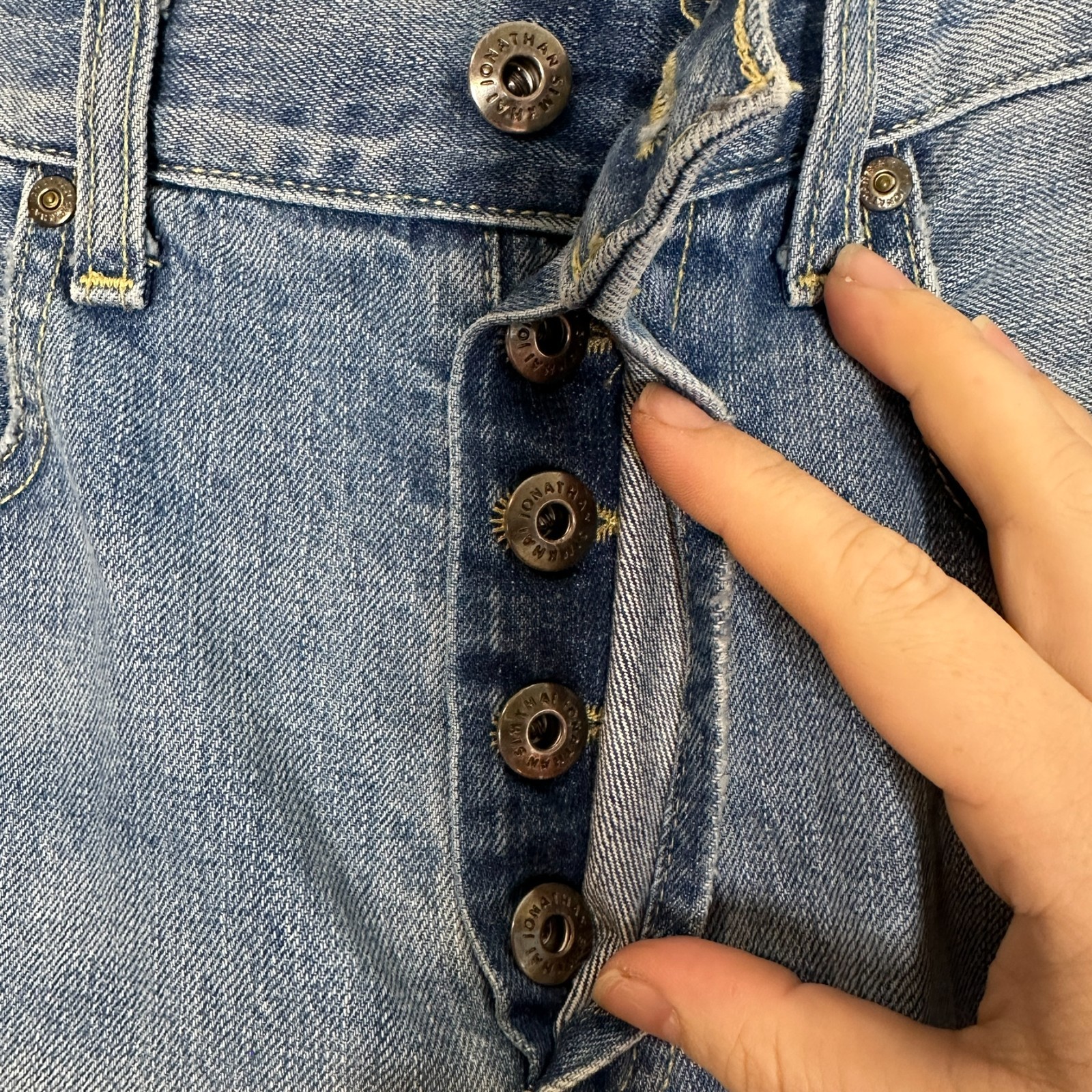 Jonathan Simkhai Side Button Jeans Light Wash Dis… - image 7