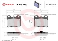 P 61 047 Brembo Bremsbelagsatz, Scheibenbremse FüR CitroËN,Peugeot