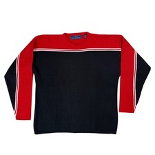 Vintage L John Ashford Mens Colorblock Sweater Stripe Crew Neck Preppy Y2K 90s
