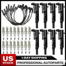8X Ignition Coils & Iridium Spark Plug & Wires For Dodge Ram Jeep 4.7L UF601