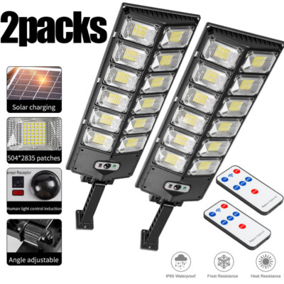 Commercial 100000LM LED Outdoor Dusk to Dawn Solar Street Light Road Area Lamp