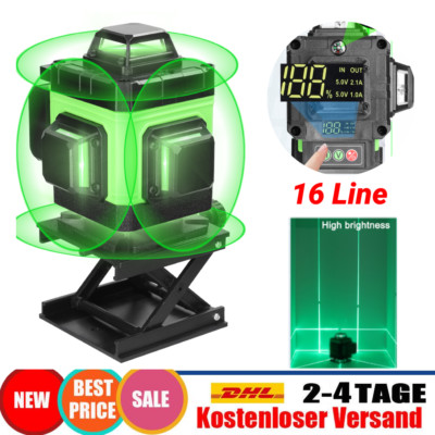 3D 16 Line Laser Level 360°, Selbstnivellierend Kreuzlinienlaser Wasserwaage