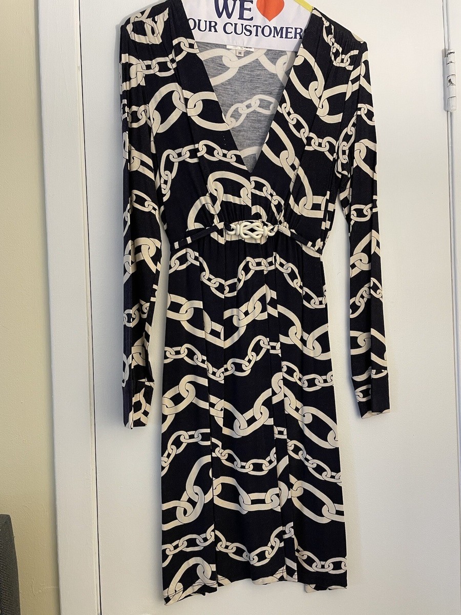ivory and navy dress Milly Chain Print Size Medium M (10)