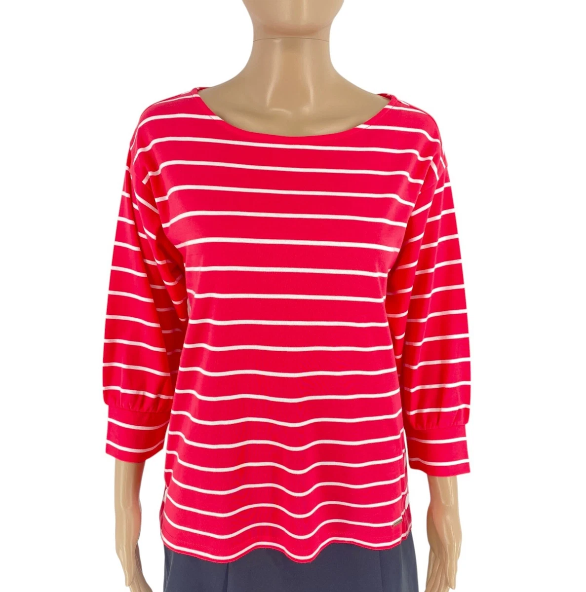 Maglietta Donna Maniche Corte A Righe Raglan - Rosa, Taglia S