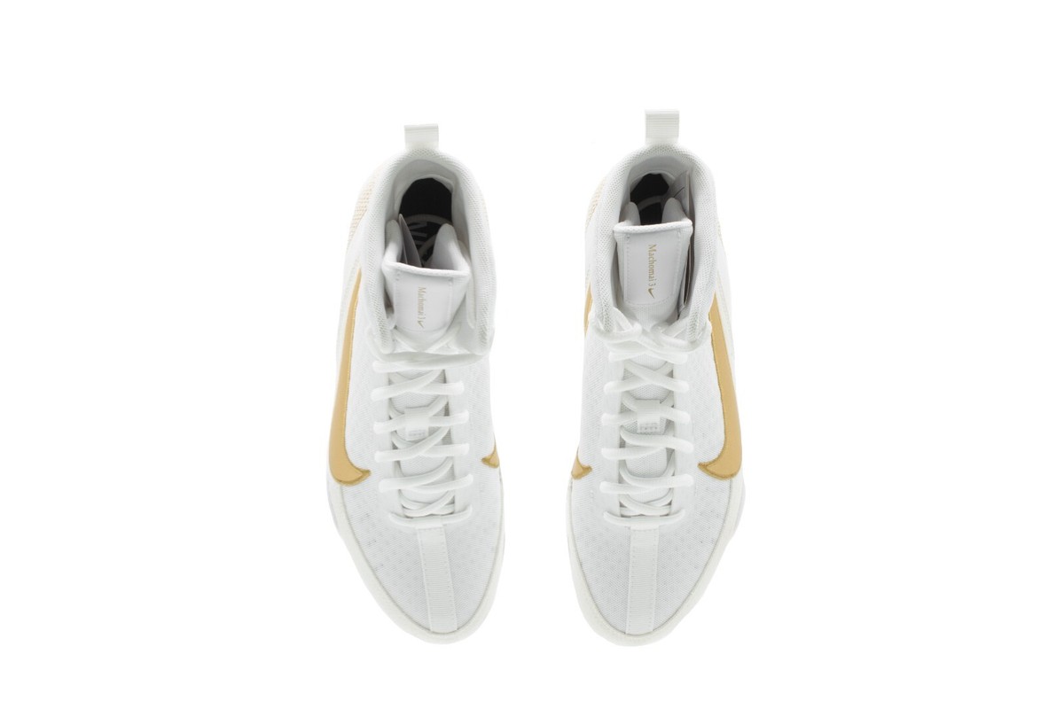 MENS BOXING BOOTS NIKE MACHOMAI 3 RING SHOES HF7333-100 WHITE/GOLD