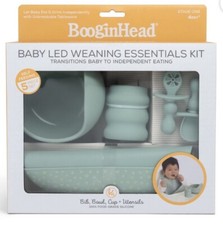 Booginhead 5 Piece Baby Led Weaning Silicone Essentials Tableware Set, Sage, New