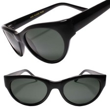 True Vintage Nostalgic Edge Womens Cat Eye Bold Thick Black Frame Sunglasses