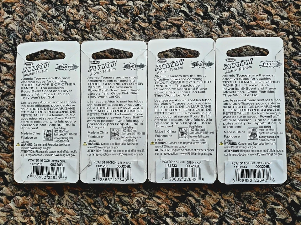 (4) Berkley Powerbait Atomic Teasers 1/16 oz. Lote señuelos de pesca Chartreuse verde Foto 2 de 2