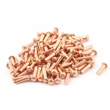 100 Pcs 1/8" x 25/64" Round Head Copper Solid Rivets Fasteners