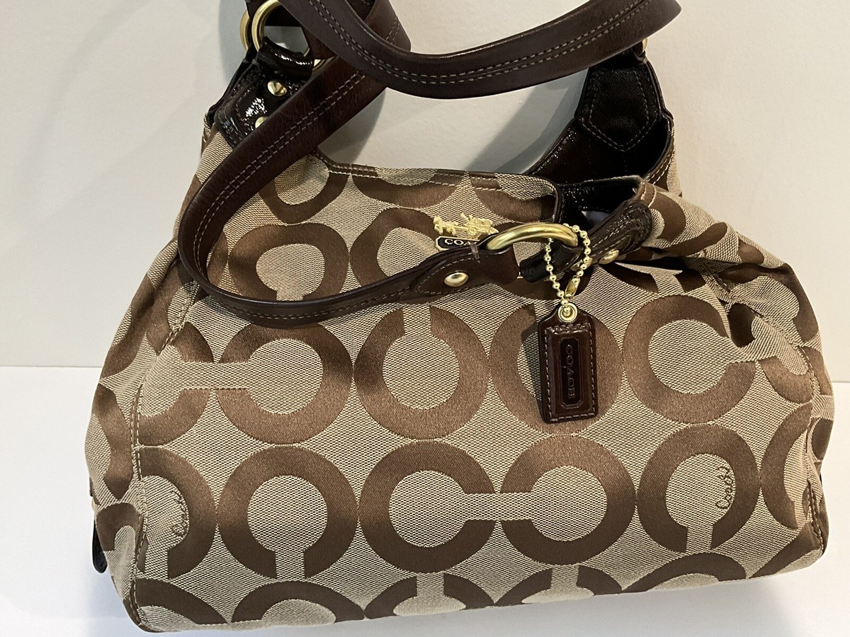 COACH OP ART Brown Hobo Shoulder Bag Purse Dbl Handle