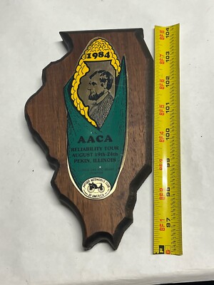 Brass Wood Pekin Illinois Reliability 84 AACA Award Region Auto Show Dash Plaque