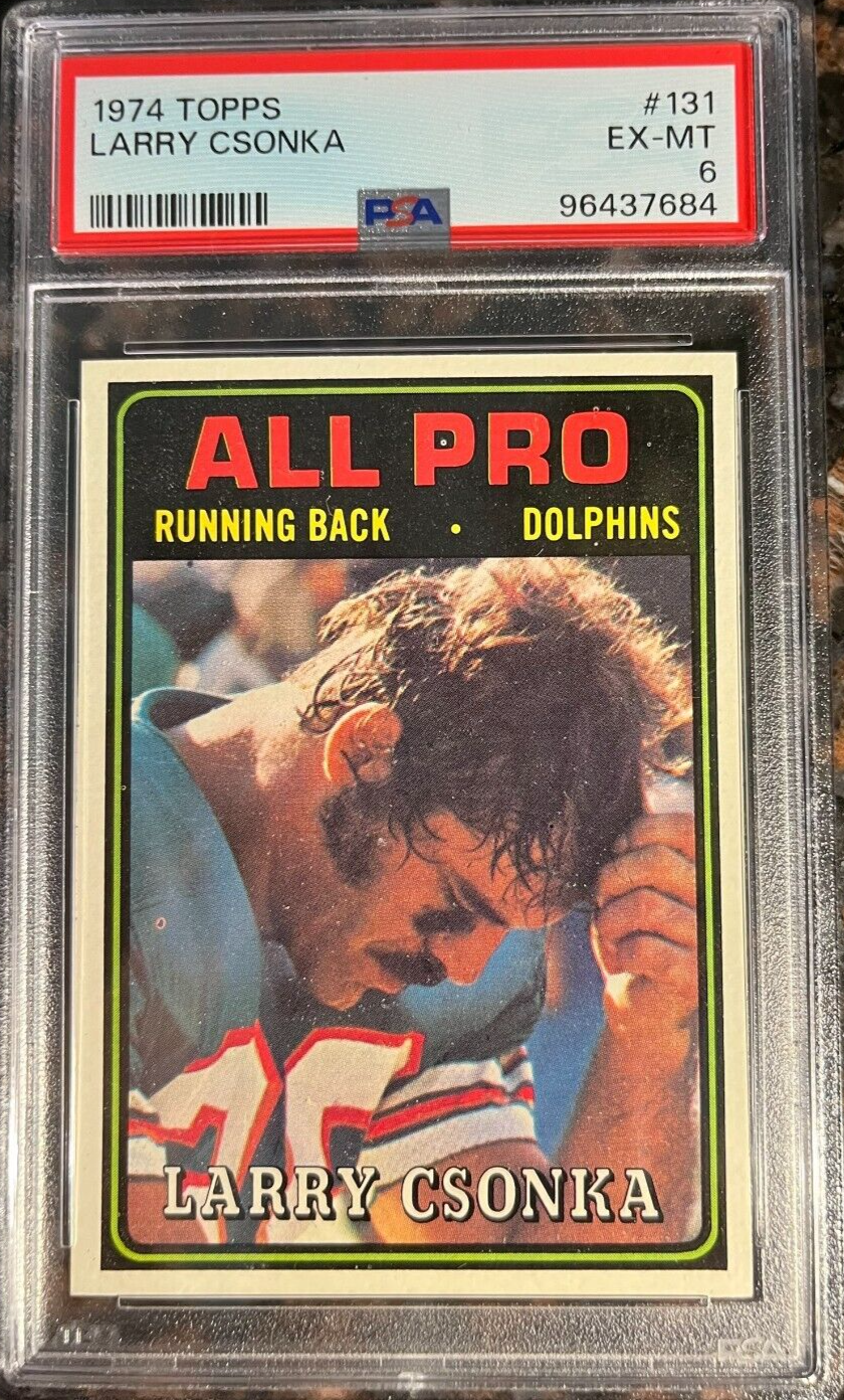 1974 Topps 131 Larry Csonka PSA 6 EXMT Miami Dolphins Football Card
