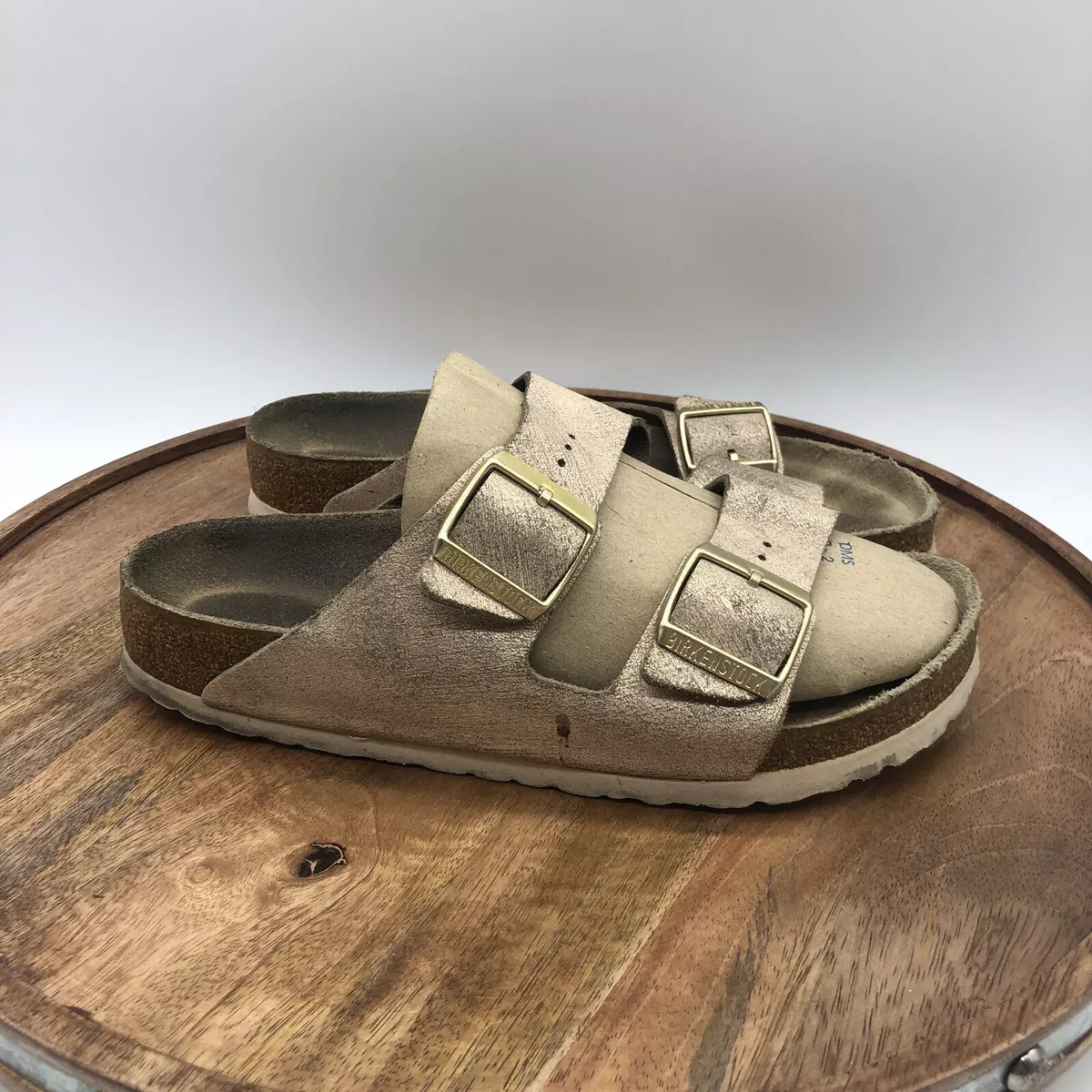 regnskyl Derive agitation Birkenstock Arizona Women 7 EU 38 Washed Metallic Rose Gold Sandals  Discontinued | eBay