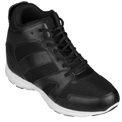 CALTO G3330 - 4 Inches Elevator Height Increase Mesh Upper Black Sporty Sneaker