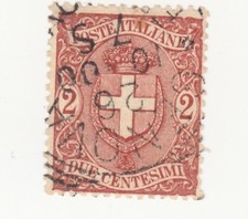 Italia 1896. Stemma sabaudo all'interno di un ovale. 2 centesimi. Sc# 74. Usato