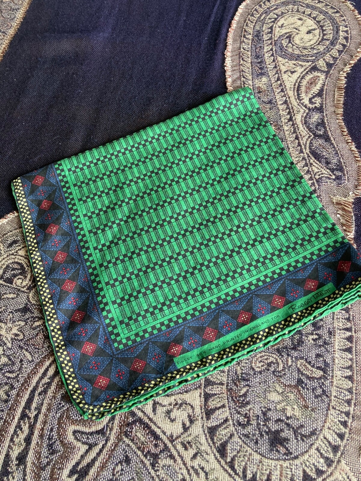 Robert Talbott hand-printed Pocket Square - image 1