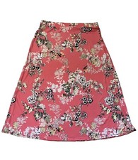 Cato Peach Floral Knit Flare Skirt Wide Elastic Waist Band Poly Spandex Knit XL