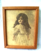 Vtg Creepy Haunted Doll Wood Framed Print! HALLOWEEN!  NORTH COLUMBIA TRADING CO