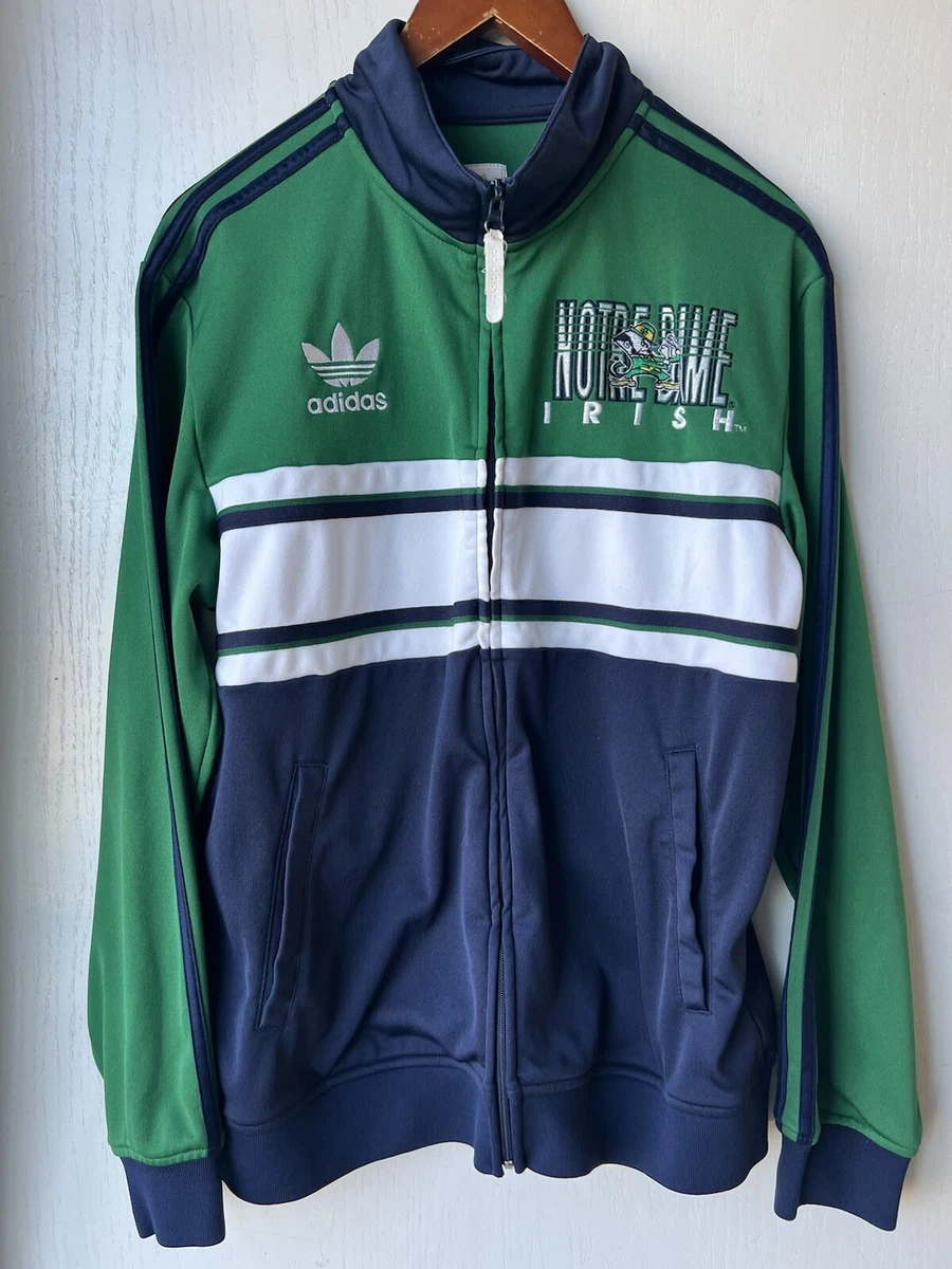 Vintage Adidas Originals Notre Dame Irish Full Zip Track Jacket Green Medium