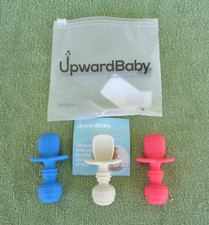 Upward Baby- Set of 3 Self Feeding Silicone Spoons with Choke Guard- NEW