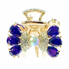 USA HAIR CLAW CLIP use Swarovski Crystal Hairpin Elegant Bow Purple K01