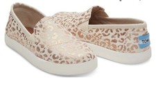 TOMS Youth Girl s Slip On Shoes Avalon Natural Cheetah Foil Size 5