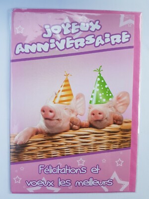 Neuf Carte Anniversaire Enveloppe 10 Cartes Achetees Port Gratuit Cochon Ebay