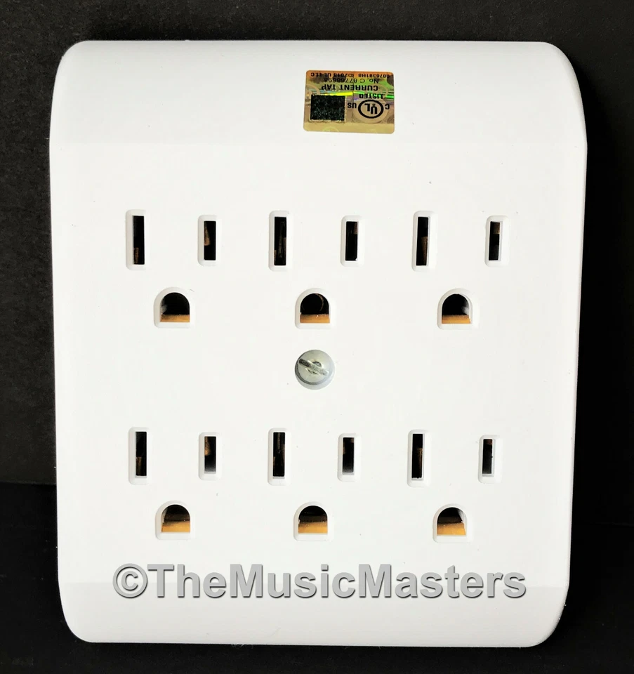 6 Outlet AC Wall Plug Power Splitter Tap 6-Way Electrical Socket Adapter Cover - Image 2 of 4
