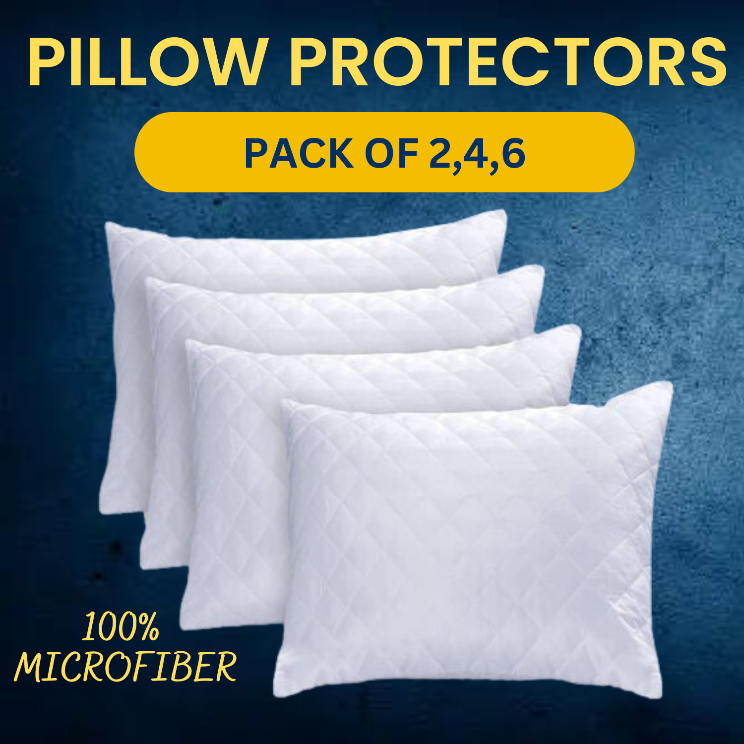Pack of 4 Quilted Zipped Pillow Protectors Pair Pillowcase Covers Anti