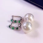 gorgeous pair of 10-11mm south sea  white pearl dangle  earring 925s(t)
