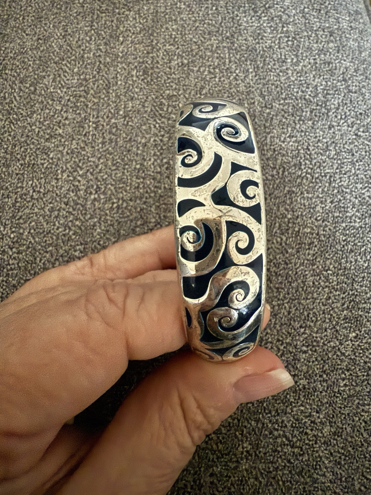 Brighton Hinged Cuff Bangle Bracelet Blue Swirls … - image 2