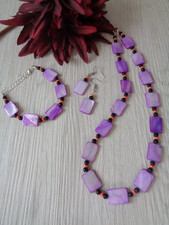 Schmuckset "Muschel" lila/schwarz/rot  UNIKAT