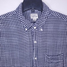 J Crew Shirt Mens Large Gingham Blue, White Slim Fit Flannel Like
