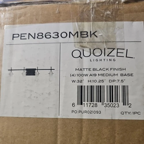 Quoizel Pensbury 4 Light Bath Vanity, Matte Black/Clear - PEN8630MBK - Picture 2 of 2