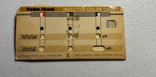 Radio Shack Resistor Capacitor Inductor Color Code Guide 271-1210 Wheel Vintage