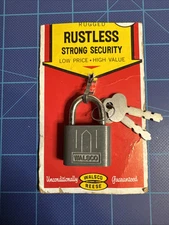 Vintage Walsco Security Padlock With Keys USA New On Card Clean