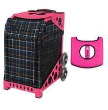 Zuca Sport Bag - Imperial Plaid with Black/Pink Seat Cover Pink Frame