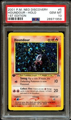 PSA 10 GEM MINT Houndour 5/75 SWIRL HOLO Neo Discovery 1ST EDITION