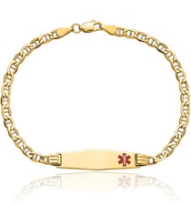 14K Solid Yellow Gold Medical Alert Mariner Link Chain ID Bracelet