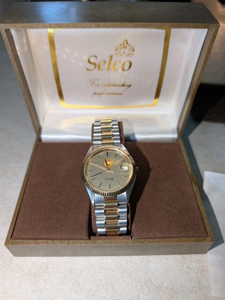 Working Vtg Selco Geneve Watch Barlow-hunt Watch Two Tone New Battery 35mm 8.5\