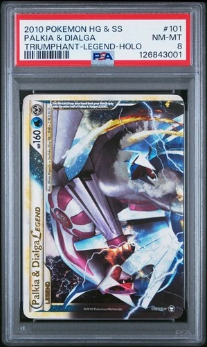 POKEMON HGSS TRIUMPHANT #101 PALKIA & DIALGA LEGEND TOP PSA 8 NM-MT