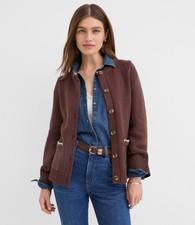 NWT Ann Taylor LOFT Size Medium Brown Tipped Patch Pocket Cardigan Sweater NEW