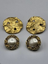 BOUCLES D OREILLES CLIPS 3,5 CM TBE COULEUR OR VINTAGE